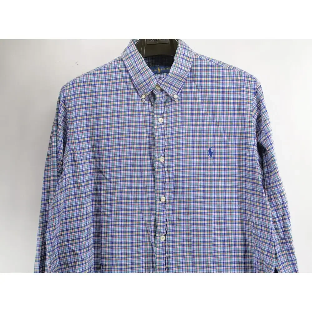 Polo Ralph Lauren Men's XL Blue Multi-Color Plaid Button Down Shirt Long Sleeve